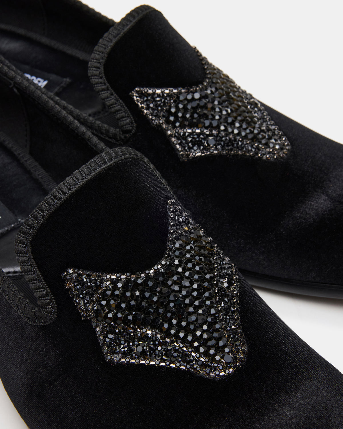 FINN Black Velvet Rhinestone Fox Head Design Slip-On Men's Loafer | Steve Madden Signature
