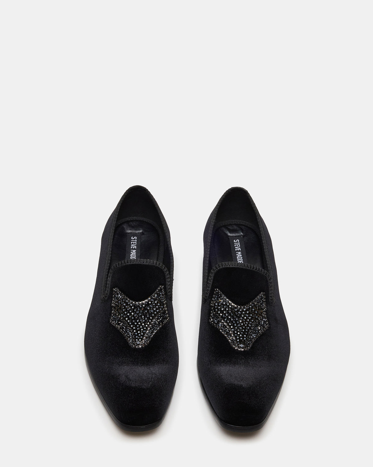 FINN Black Velvet Rhinestone Fox Head Design Slip-On Men's Loafer | Steve Madden Signature