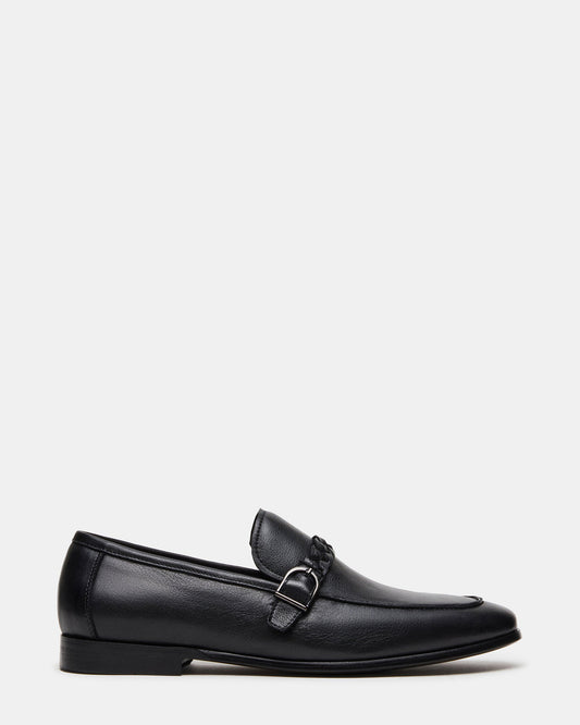 CHAPLIN Black Leather Woven-Strap Buckle Slip-On Men's Loafer | Steve Madden Recommended