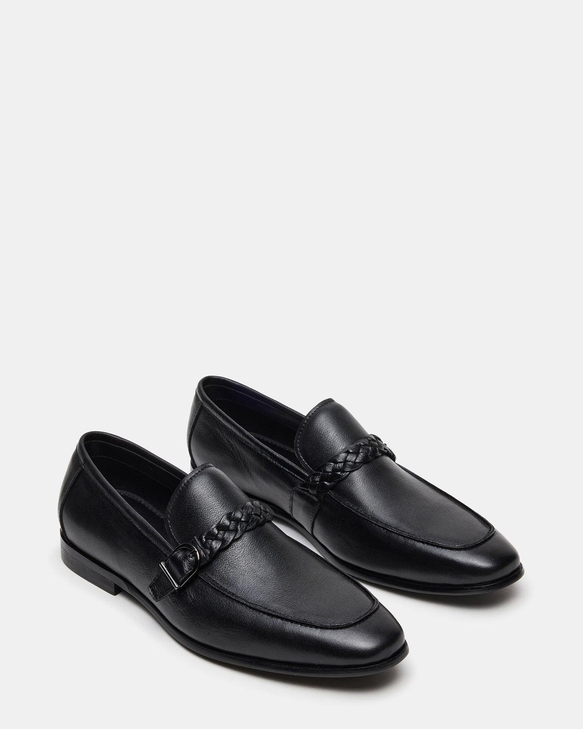 CHAPLIN Black Leather Woven-Strap Buckle Slip-On Men's Loafer | Steve Madden Recommended