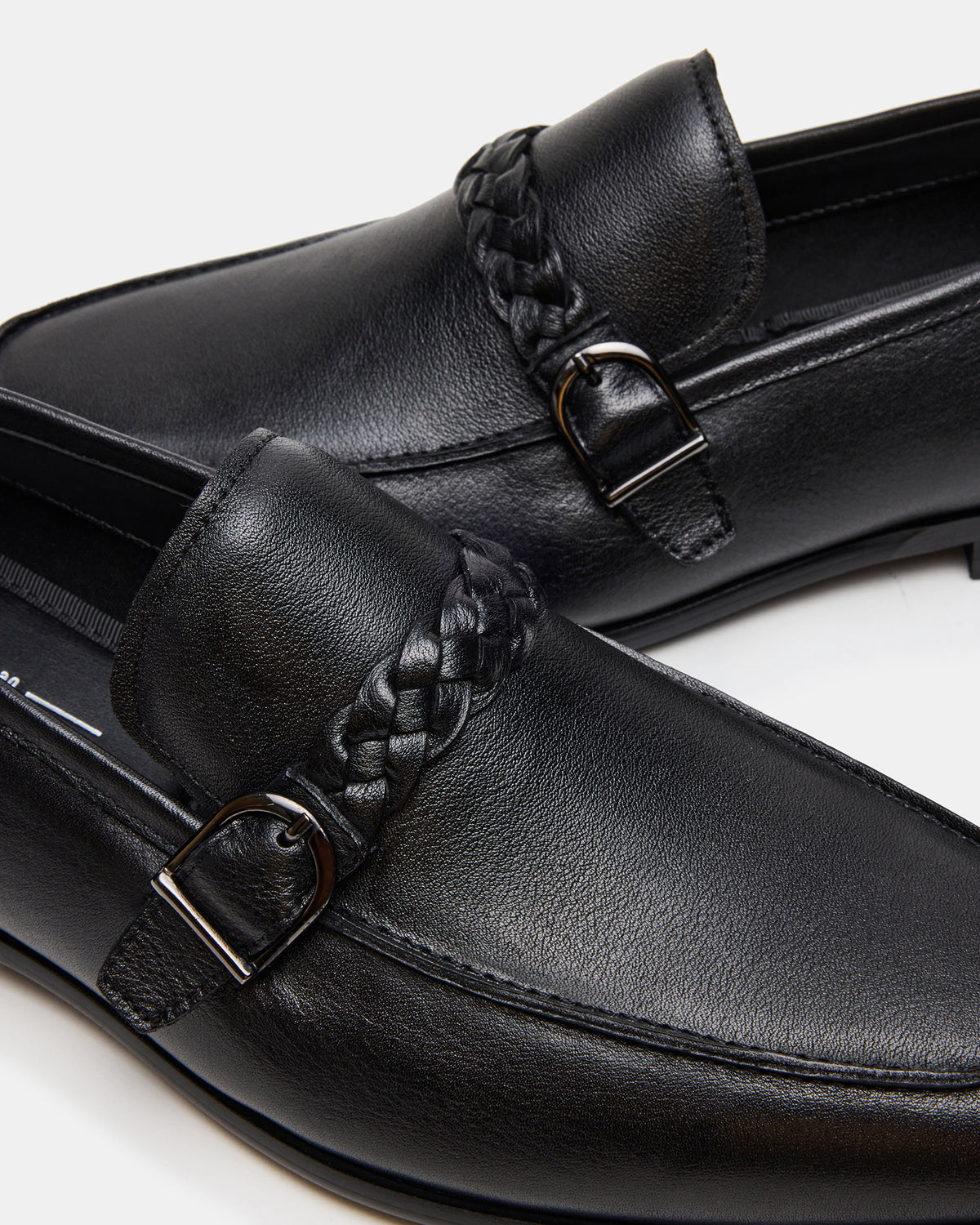 CHAPLIN Black Leather Woven-Strap Buckle Slip-On Men's Loafer | Steve Madden Recommended