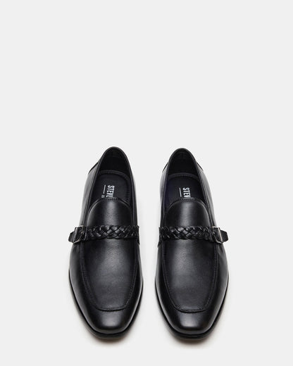 CHAPLIN Black Leather Woven-Strap Buckle Slip-On Men's Loafer | Steve Madden Recommended