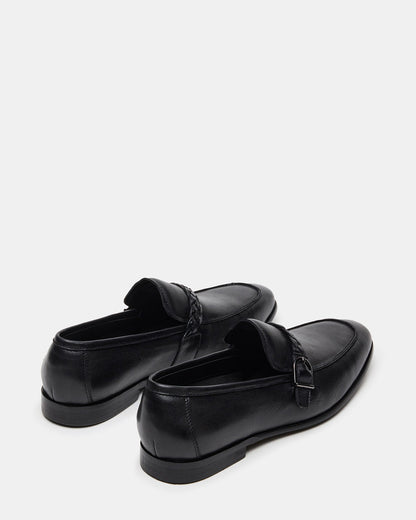 CHAPLIN Black Leather Woven-Strap Buckle Slip-On Men's Loafer | Steve Madden Recommended