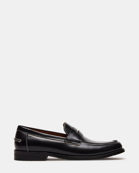 NATAN Black Leather Slip-On Dress Loafer | Men's Loafers | Steve Madden Special Offer