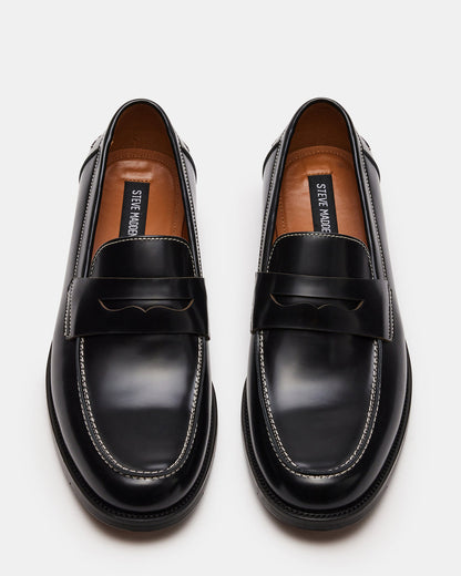 NATAN Black Leather Slip-On Dress Loafer | Men's Loafers | Steve Madden Special Offer