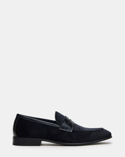 YARDLY Black Velvet Slip-On Men's Dress Loafer | Steve Madden Featured