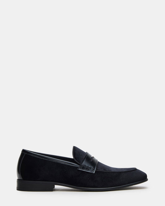 YARDLY Black Velvet Slip-On Men's Dress Loafer | Steve Madden Featured