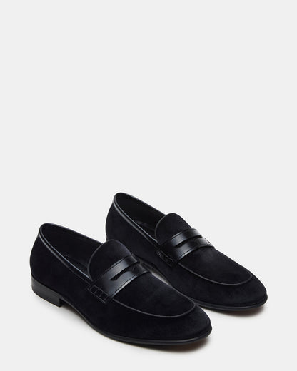 YARDLY Black Velvet Slip-On Men's Dress Loafer | Steve Madden Featured
