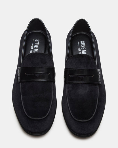 YARDLY Black Velvet Slip-On Men's Dress Loafer | Steve Madden Featured
