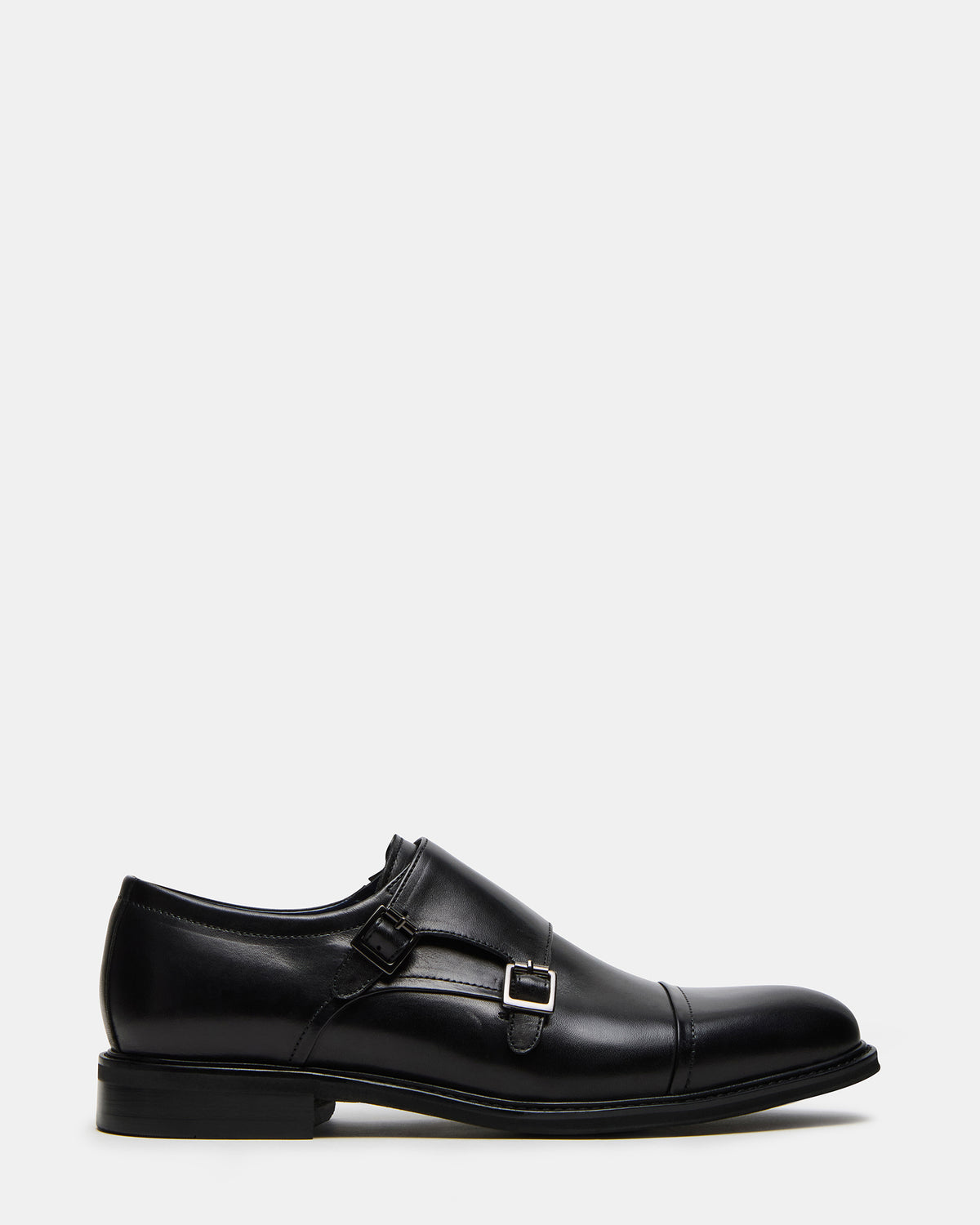 HARAN Black Leather Men's Buckle Strap Dress Shoe | Steve Madden Trusted