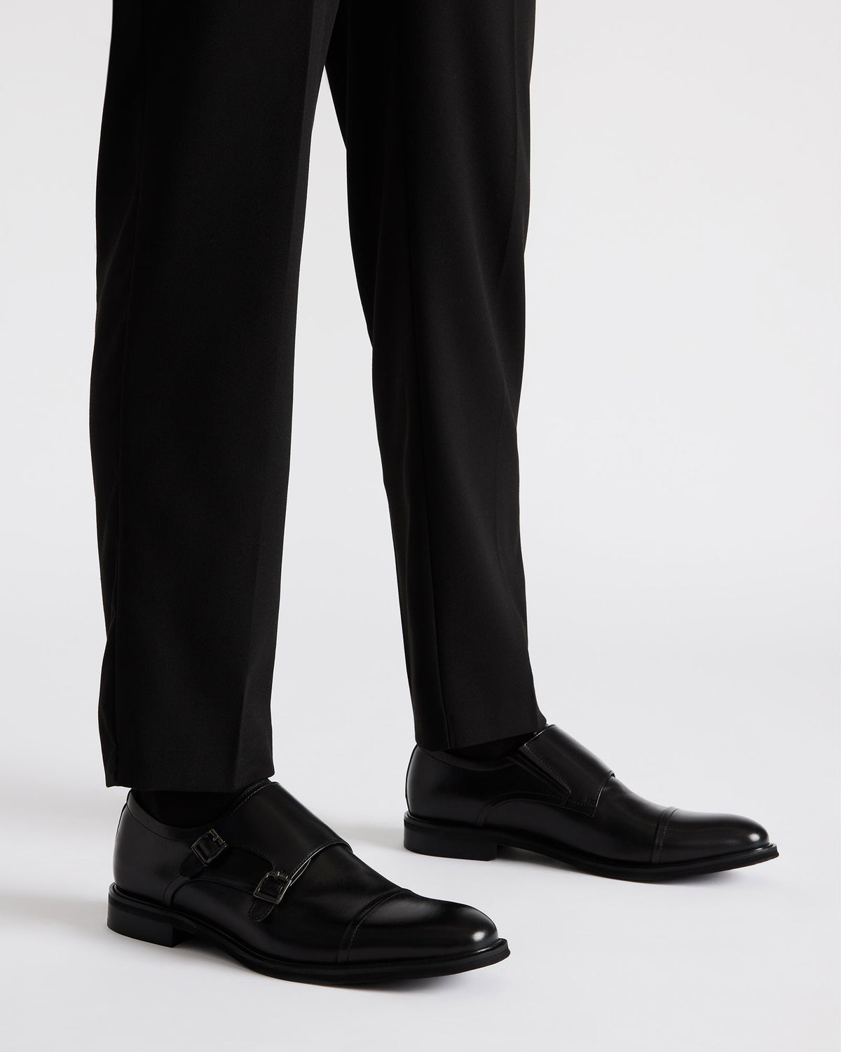HARAN Black Leather Men's Buckle Strap Dress Shoe | Steve Madden Trusted