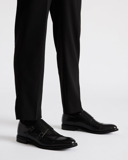 HARAN Black Leather Men's Buckle Strap Dress Shoe | Steve Madden Trusted