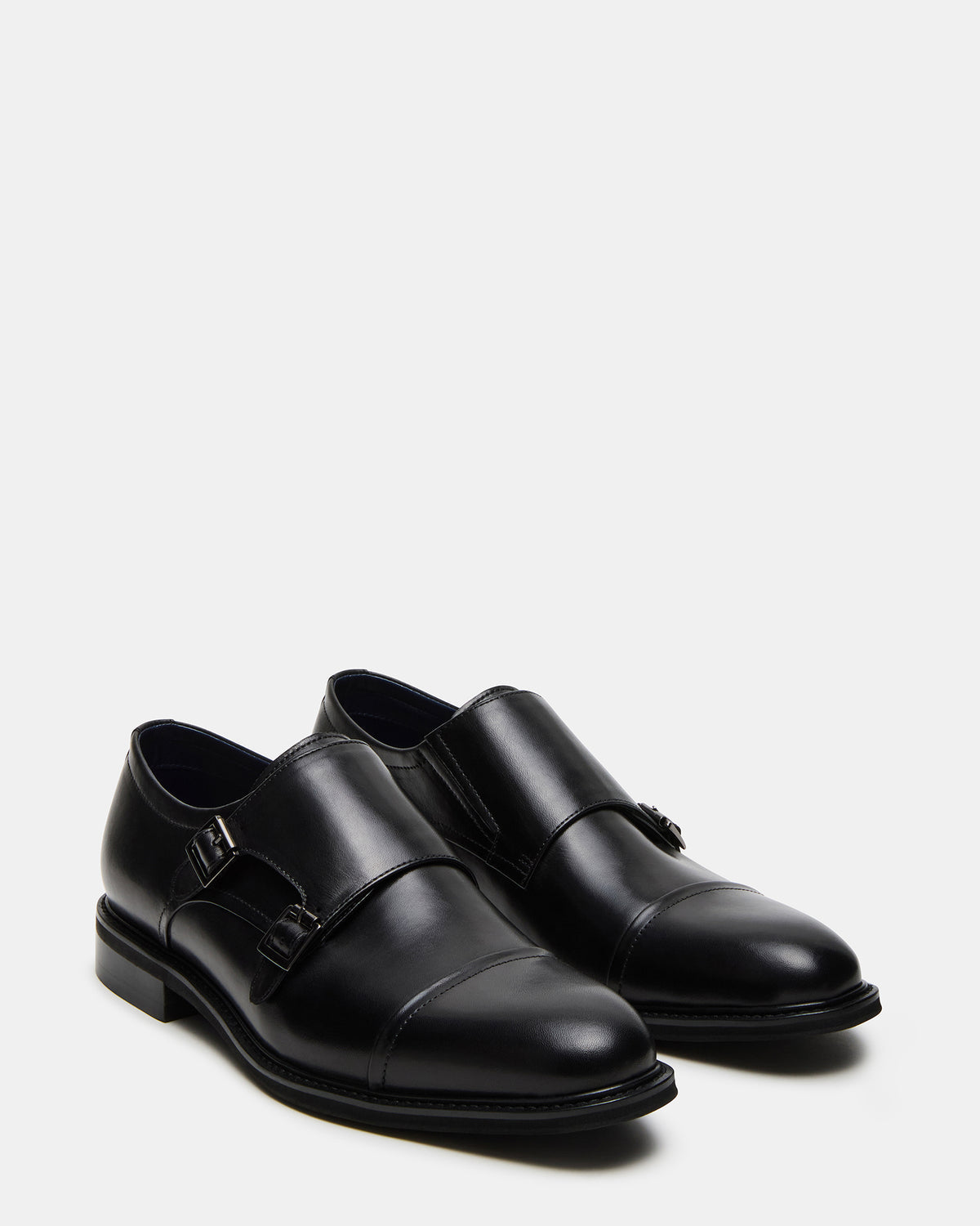 HARAN Black Leather Men's Buckle Strap Dress Shoe | Steve Madden Trusted