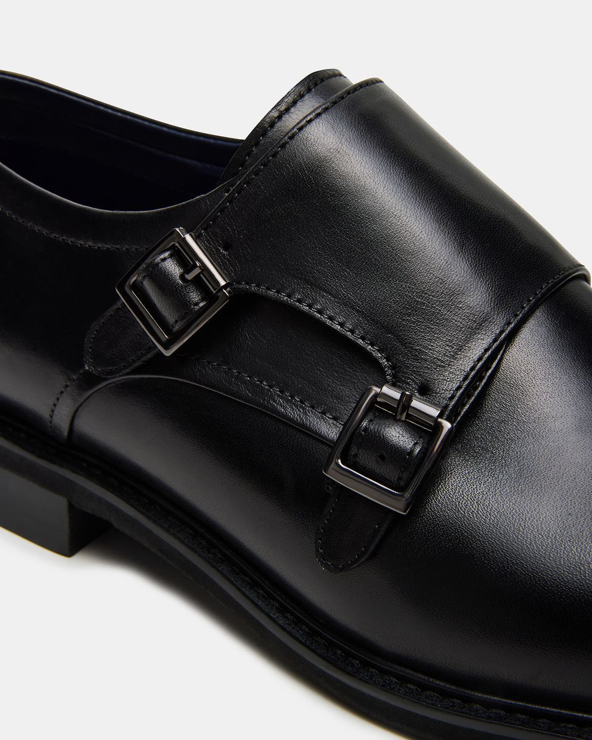 HARAN Black Leather Men's Buckle Strap Dress Shoe | Steve Madden Trusted