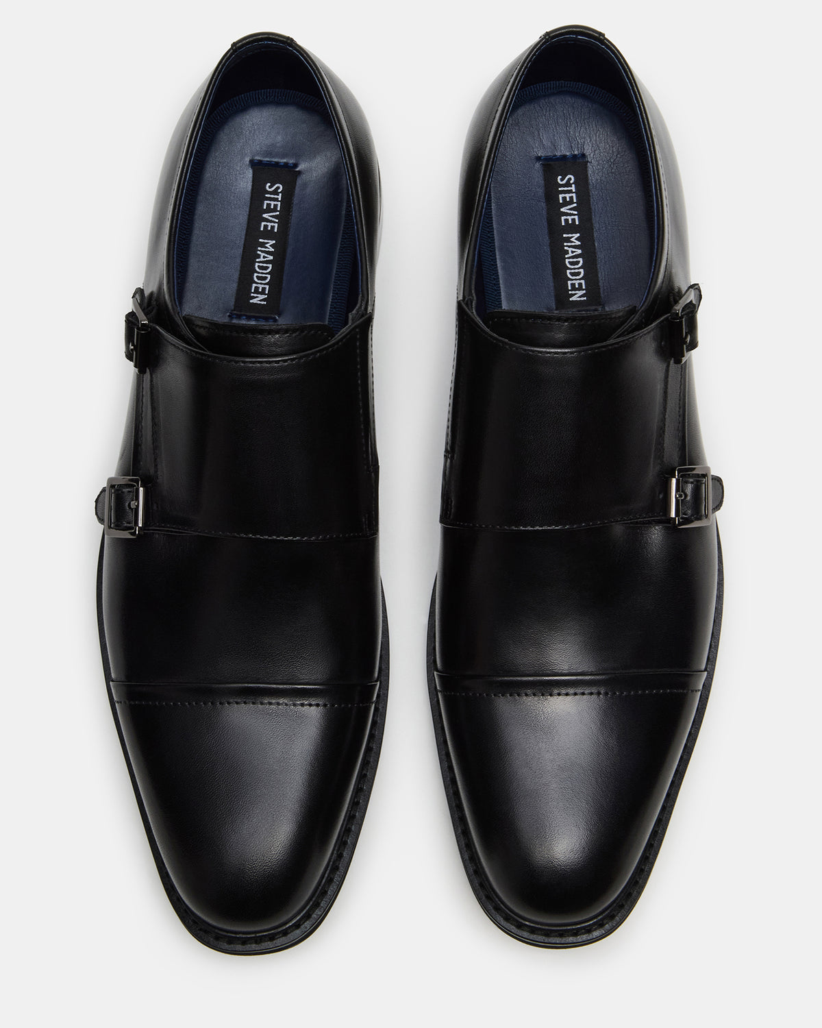 HARAN Black Leather Men's Buckle Strap Dress Shoe | Steve Madden Trusted