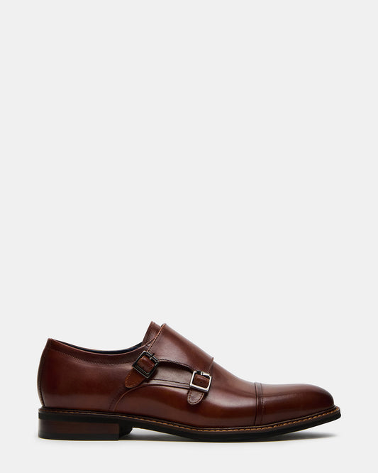 HARAN Tan Leather Men's Buckle Strap Dress Shoe | Steve Madden Everyday