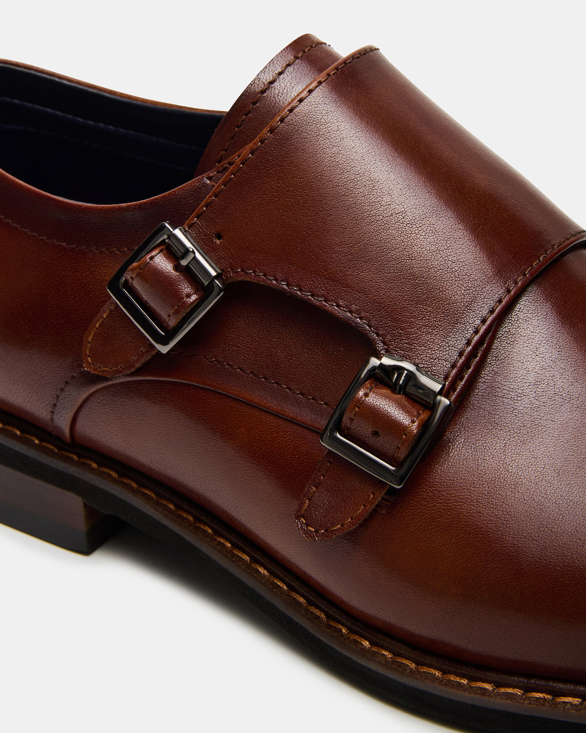 HARAN Tan Leather Men's Buckle Strap Dress Shoe | Steve Madden Everyday