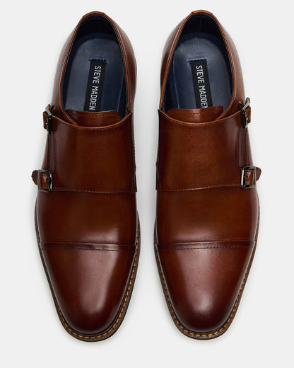 HARAN Tan Leather Men's Buckle Strap Dress Shoe | Steve Madden Everyday
