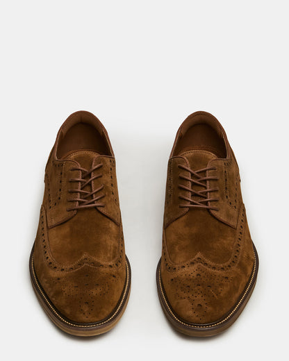 ESTEBAN Cognac Lace-Up Perforated Oxford Men's Dress Shoe | Steve Madden Special Offer