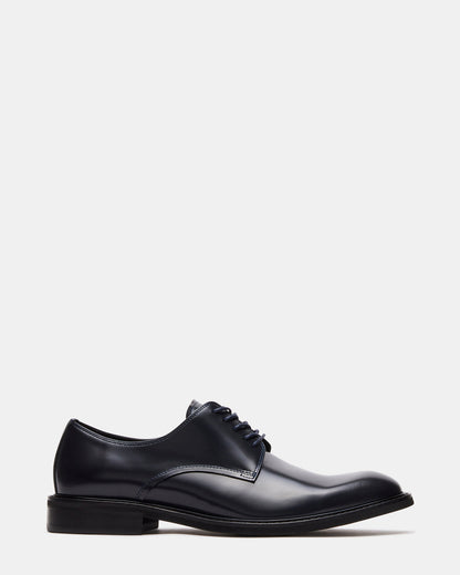 HADAR Navy Box Leather Lace-Up Oxford Dress Shoe | Men's Dress Shoes | Steve Madden Quality
