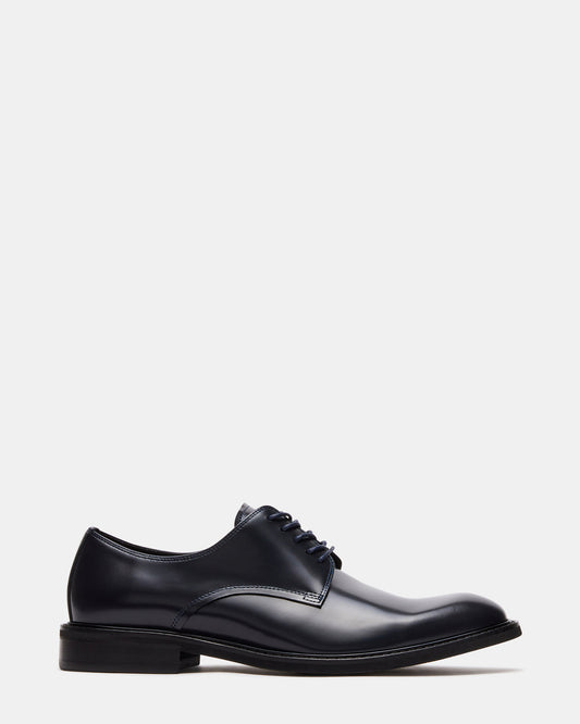 HADAR Navy Box Leather Lace-Up Oxford Dress Shoe | Men's Dress Shoes | Steve Madden Quality