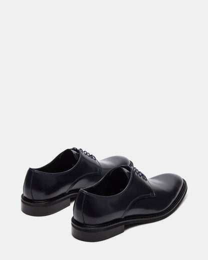 HADAR Navy Box Leather Lace-Up Oxford Dress Shoe | Men's Dress Shoes | Steve Madden Quality