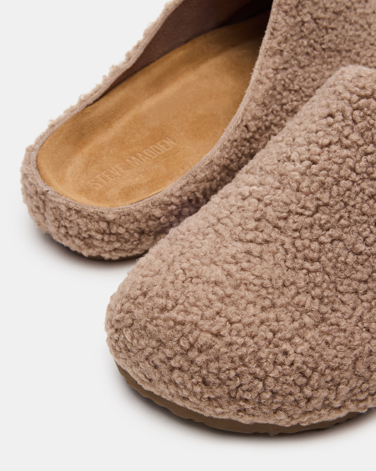 WENDELIN Taupe Faux Shearling Footbed Slip-On Men's Casual Clog | Steve Madden Best Seller
