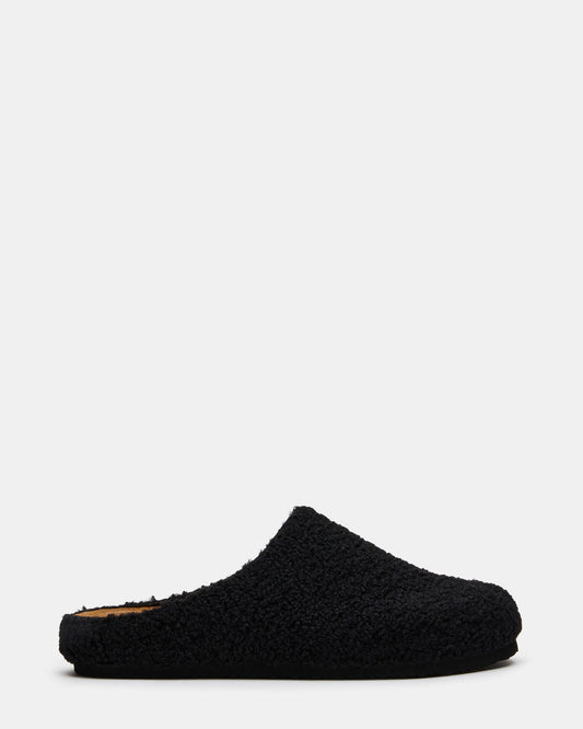WENDELIN Black Faux Shearling Footbed Slip-On Men's Casual Clog | Steve Madden Trusted