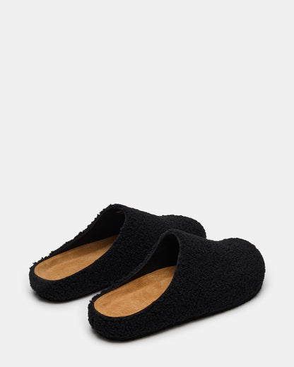 WENDELIN Black Faux Shearling Footbed Slip-On Men's Casual Clog | Steve Madden Trusted