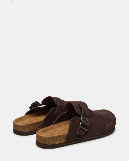 WILDERR Chocolate Brown Suede Slip-On Men's Casual Clog | Steve Madden Best Seller