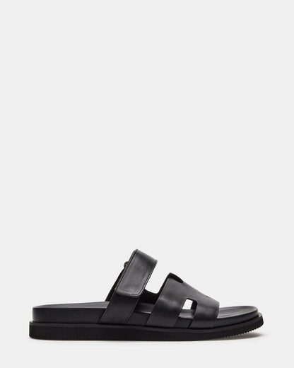 MAIVEN Black Leather Men's Fisherman Sandal | Steve Madden Essential