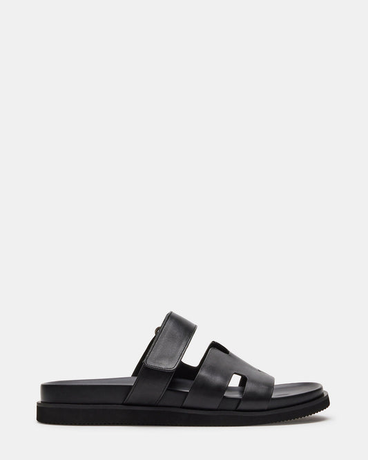 MAIVEN Black Leather Men's Fisherman Sandal | Steve Madden Essential