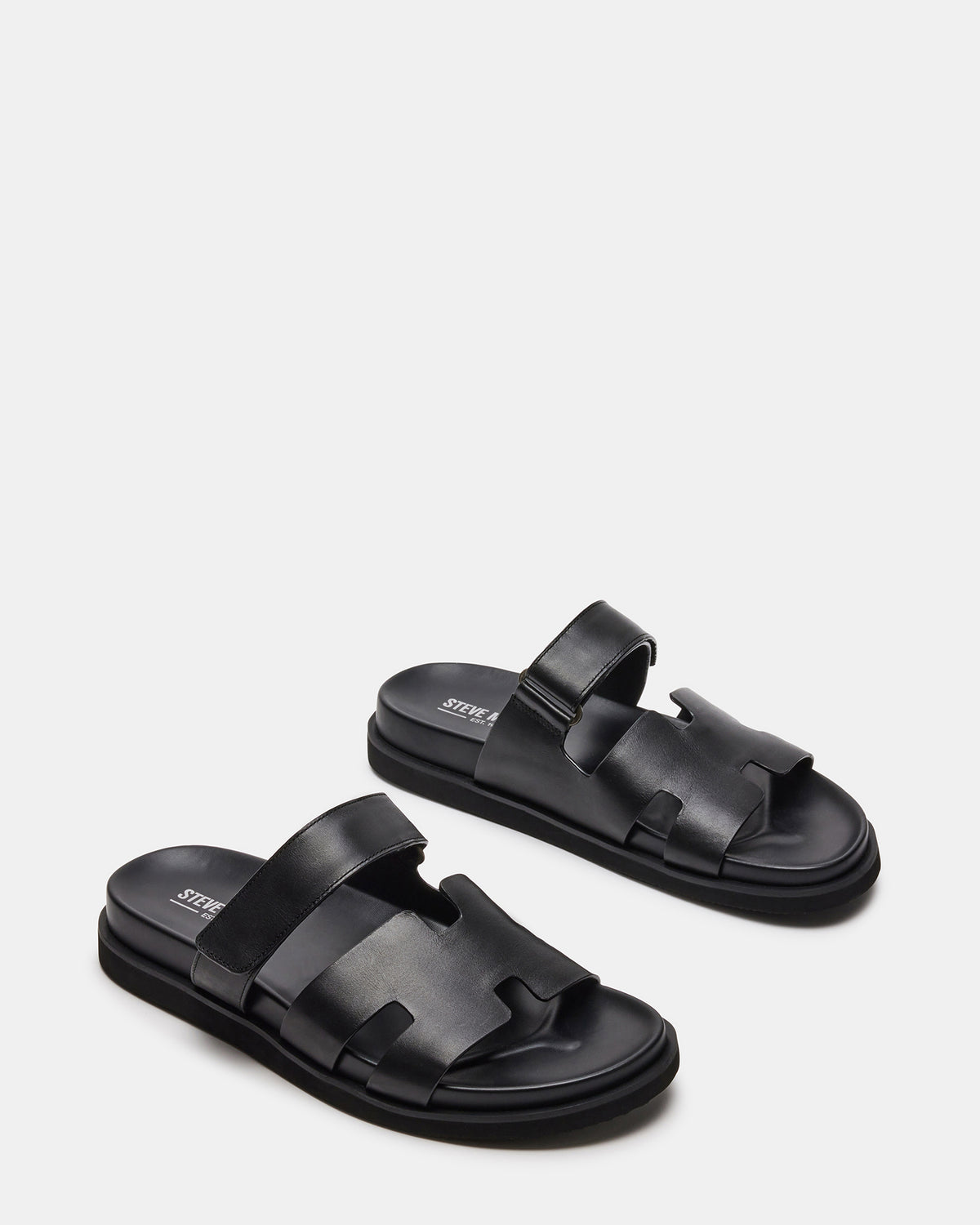 MAIVEN Black Leather Men's Fisherman Sandal | Steve Madden Essential