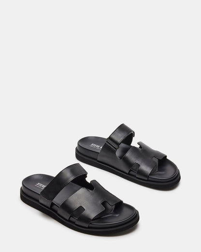 MAIVEN Black Leather Men's Fisherman Sandal | Steve Madden Essential