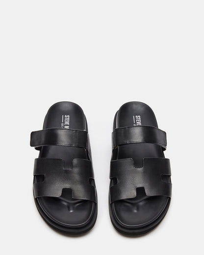MAIVEN Black Leather Men's Fisherman Sandal | Steve Madden Essential
