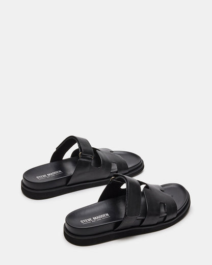 MAIVEN Black Leather Men's Fisherman Sandal | Steve Madden Essential