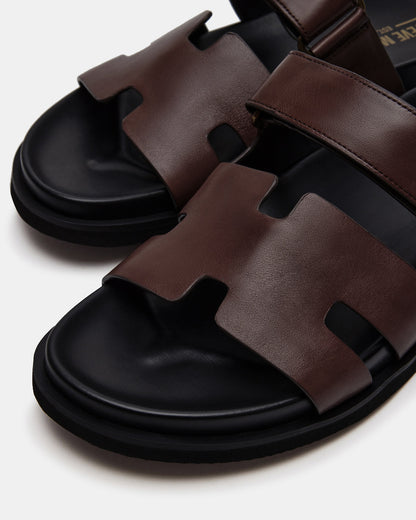MAIVEN Brown Leather Men's Fisherman Sandal | Steve Madden Special Offer