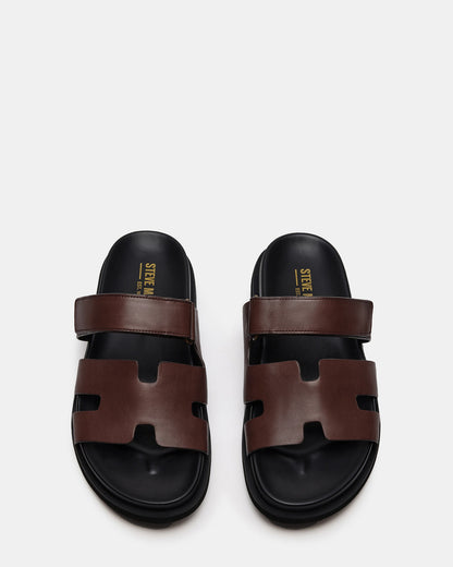 MAIVEN Brown Leather Men's Fisherman Sandal | Steve Madden Special Offer