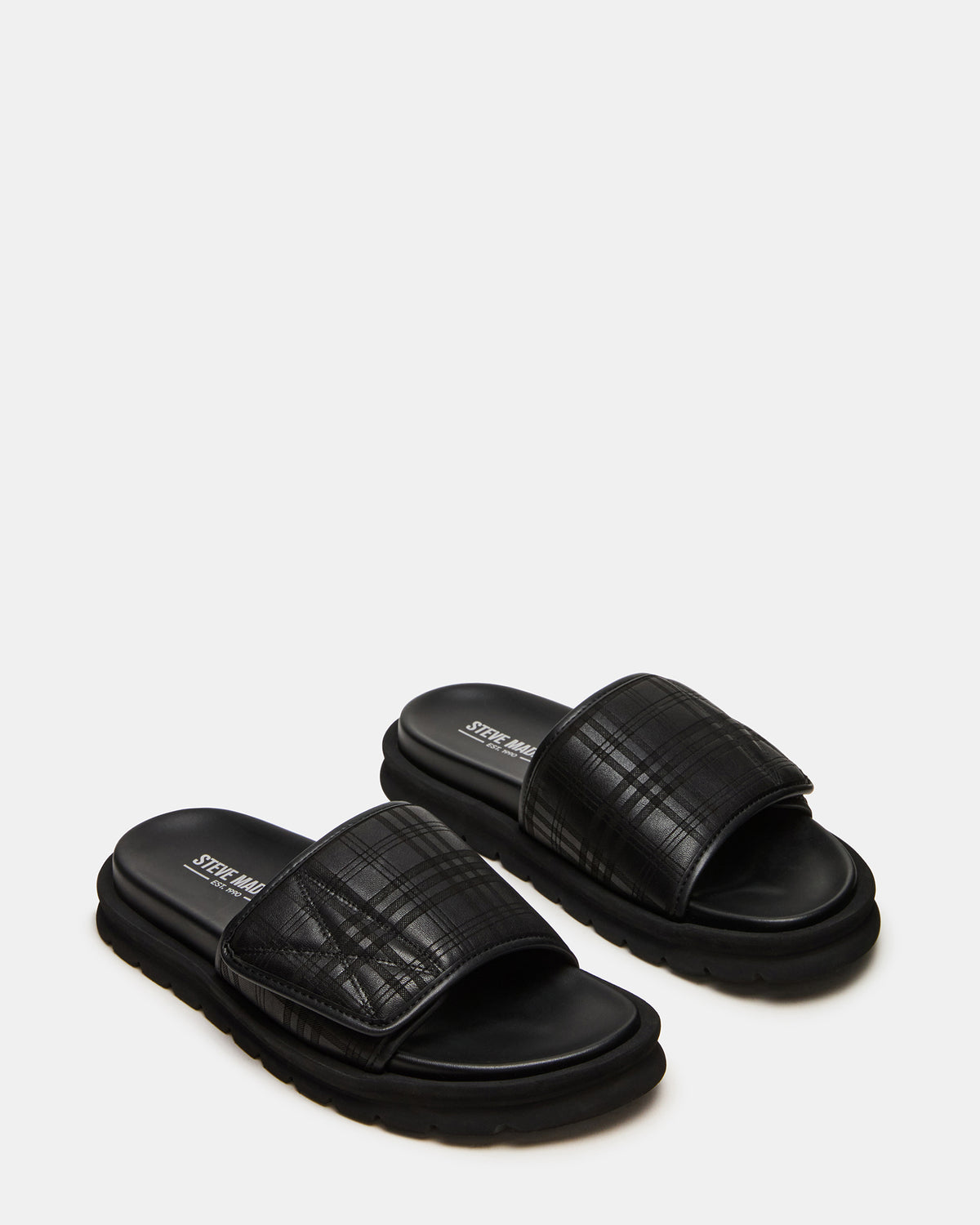 REESE Black Slide Footbed Rounded-Toe Men's Sandal | Steve Madden Sale