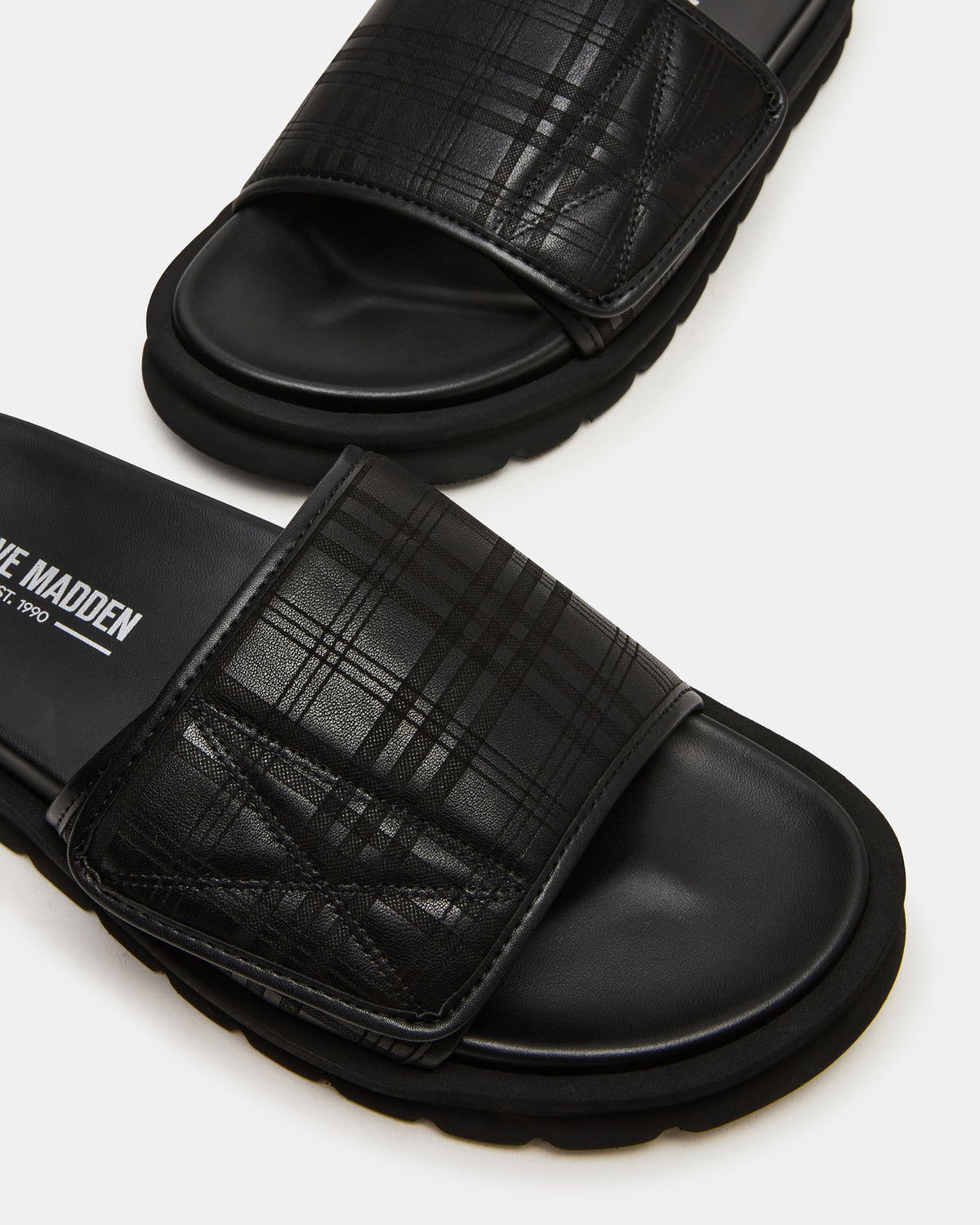 REESE Black Slide Footbed Rounded-Toe Men's Sandal | Steve Madden Sale