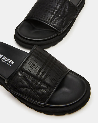 REESE Black Slide Footbed Rounded-Toe Men's Sandal | Steve Madden Sale