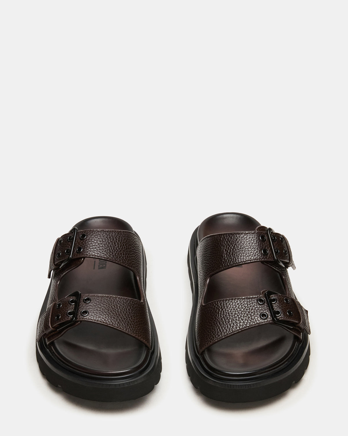 LUXOR Dark Brown Slide Footbed Men's Sandal | Steve Madden Customer Favorite