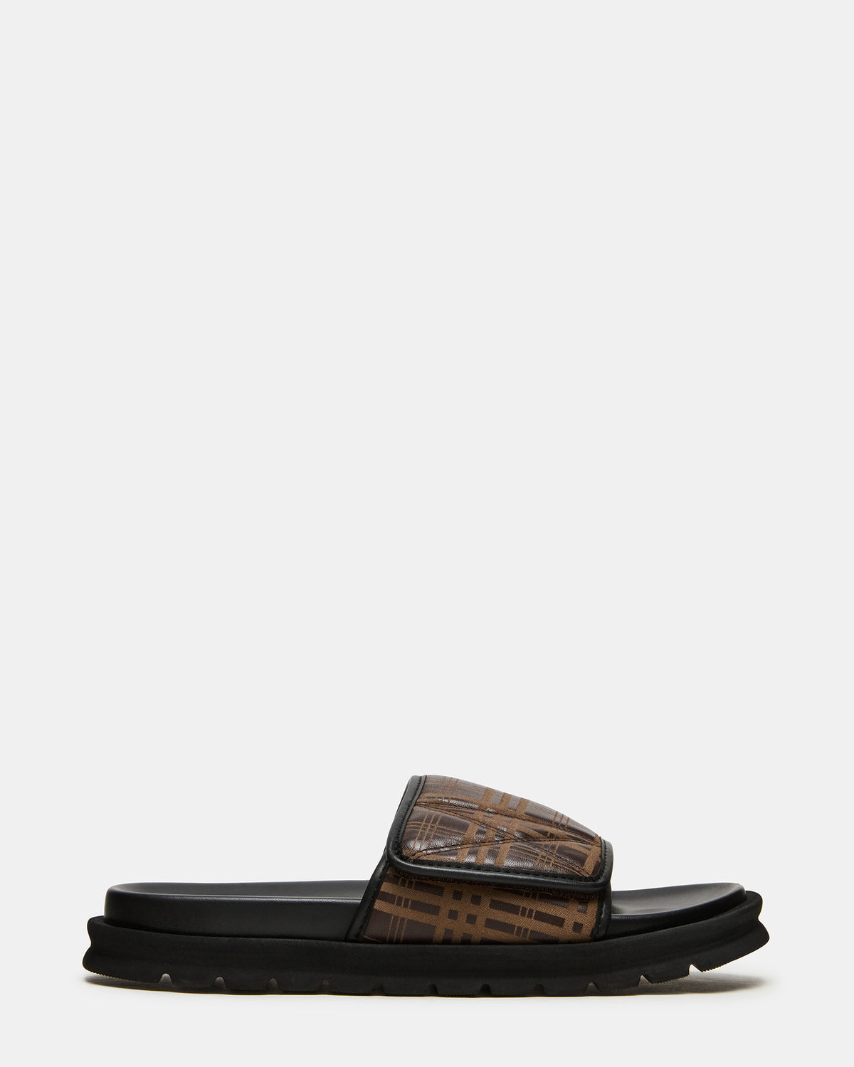 REESE Brown Slide Footbed Rounded-Toe Men's Sandal | Steve Madden Trending