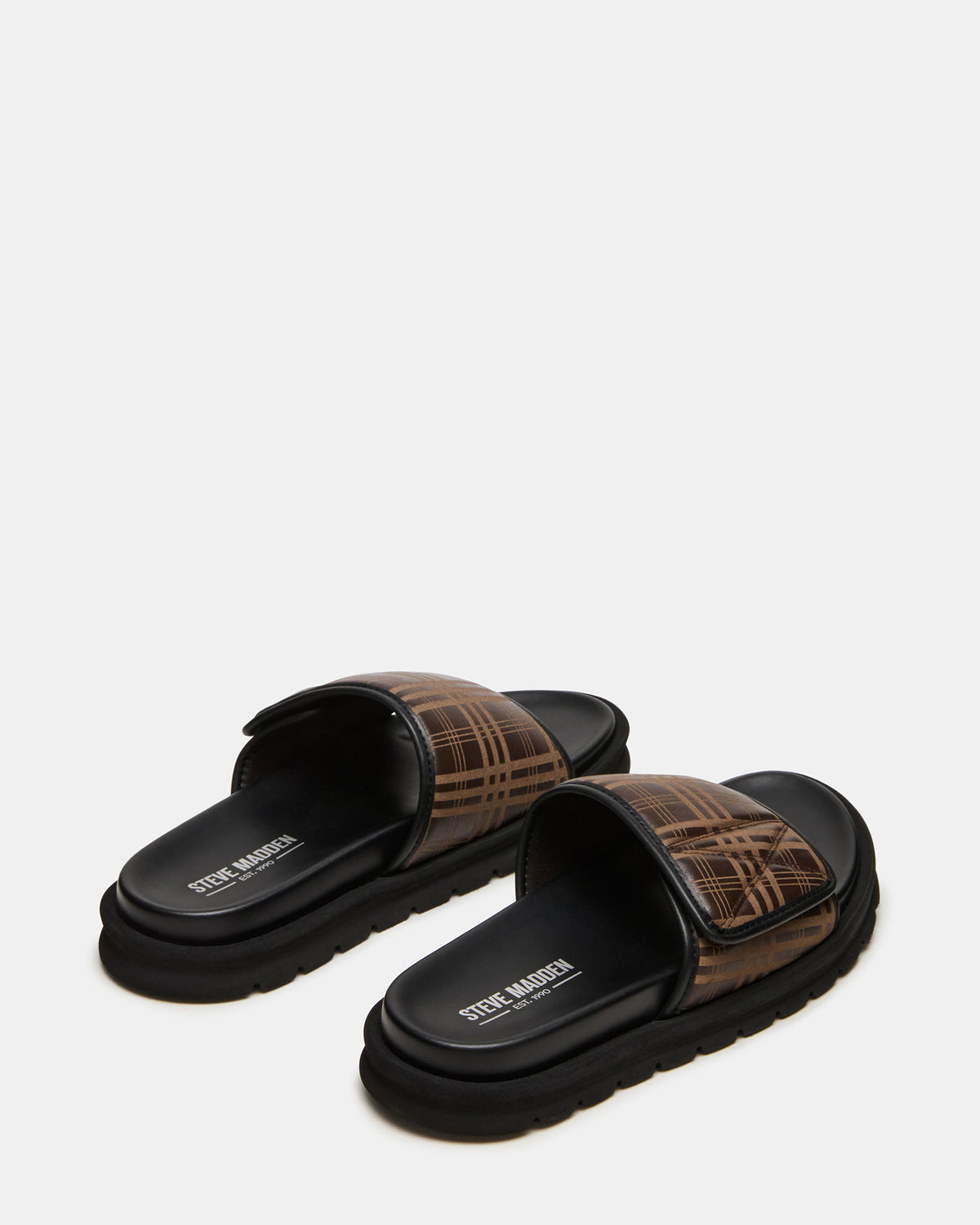 REESE Brown Slide Footbed Rounded-Toe Men's Sandal | Steve Madden Trending