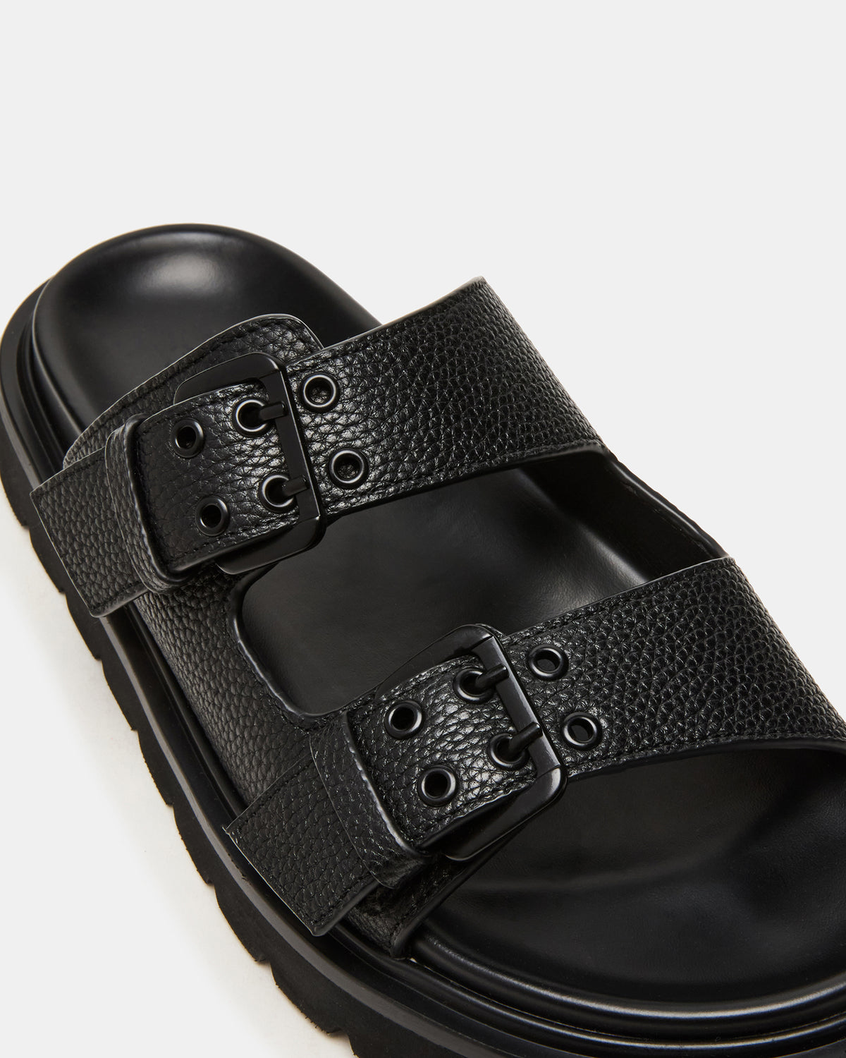 LUXOR Black Slide Footbed Men's Sandal | Steve Madden Customer Favorite