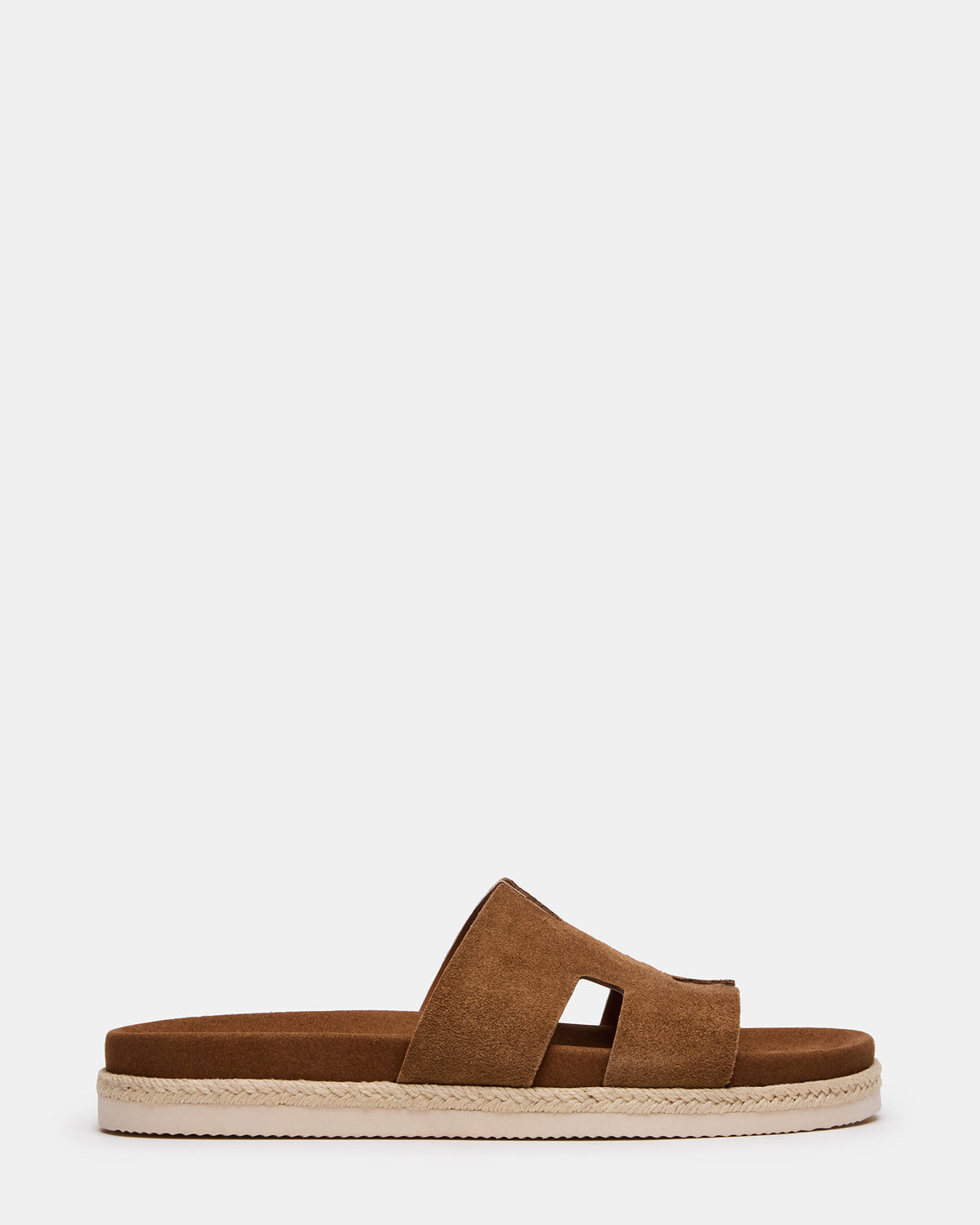 MERRICK Cognac Suede Footbed Slide Men's Sandal | Steve Madden Smart Buy