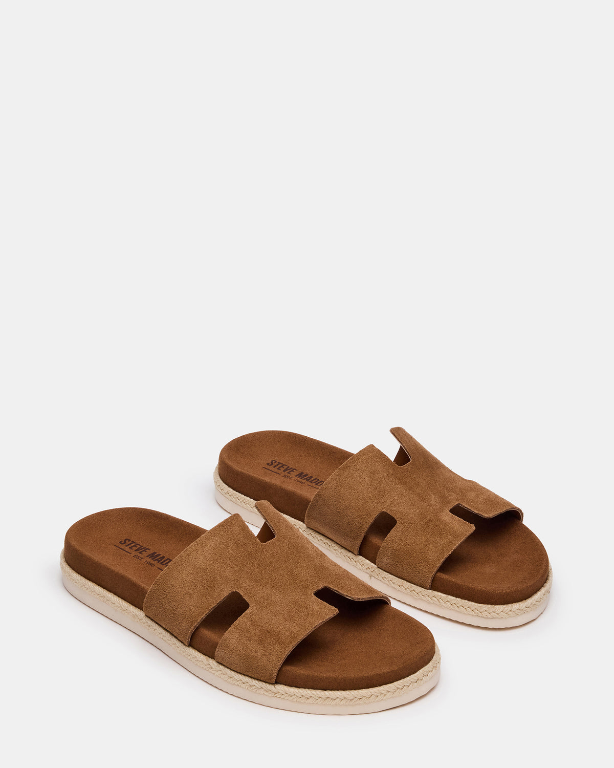 MERRICK Cognac Suede Footbed Slide Men's Sandal | Steve Madden Smart Buy