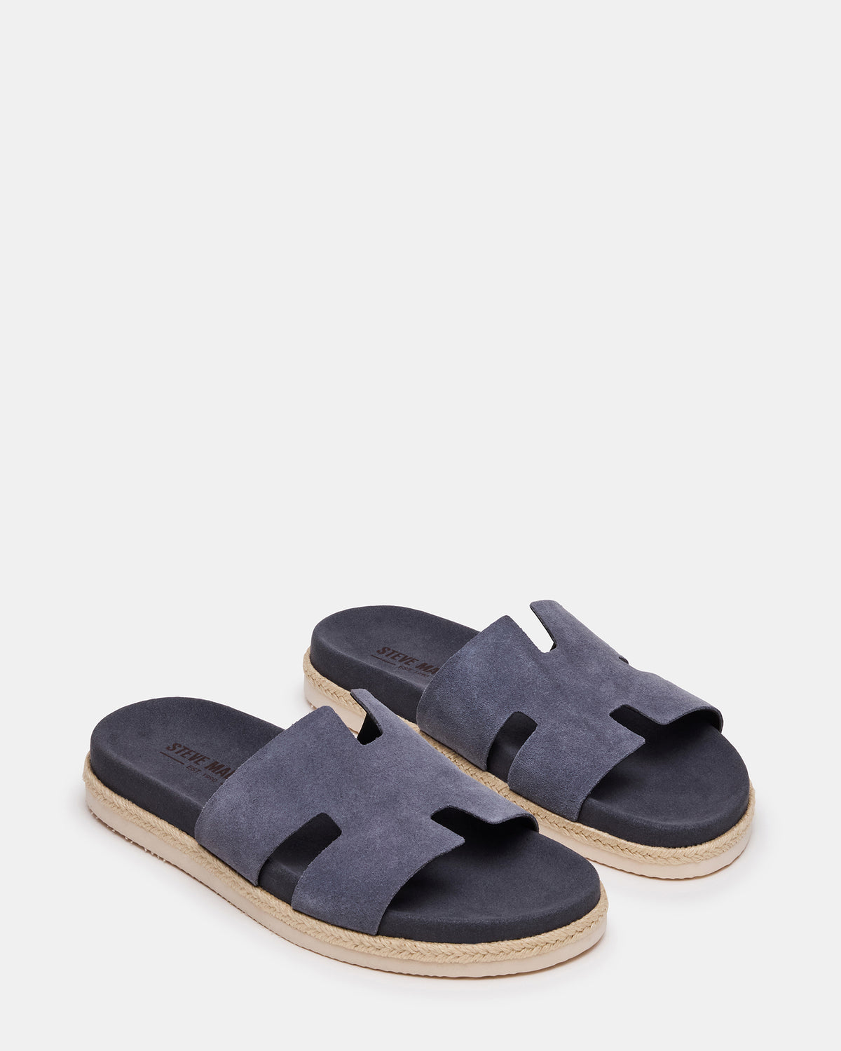 MERRICK Grey Suede Footbed Slide Men's Sandal | Steve Madden Signature