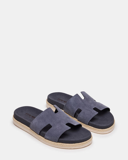 MERRICK Grey Suede Footbed Slide Men's Sandal | Steve Madden Signature