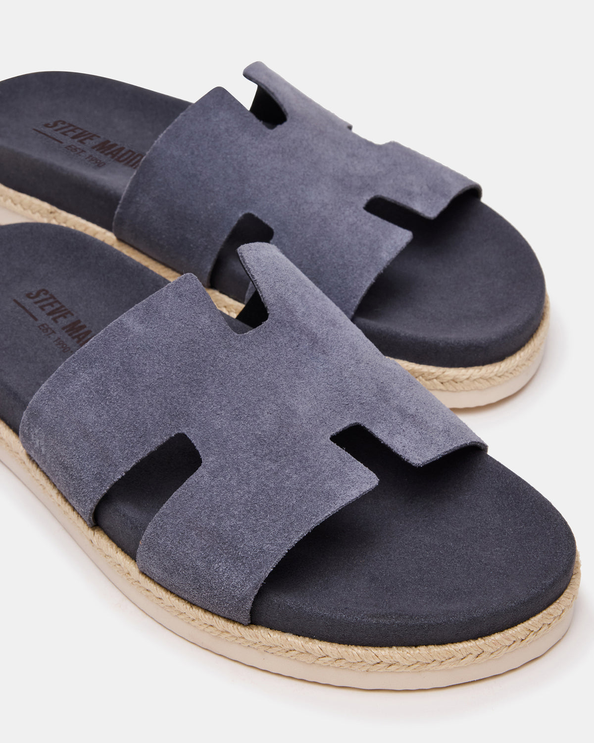 MERRICK Grey Suede Footbed Slide Men's Sandal | Steve Madden Signature